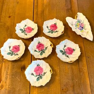 Hand painted leaf dishes from Japan. Rossetti leaf.